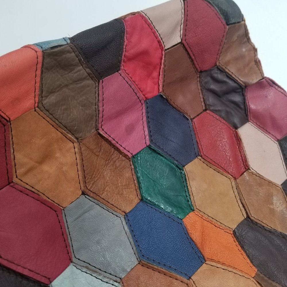 Ameri Leather | Patchwork Boho Leather Purse Tote… - image 8